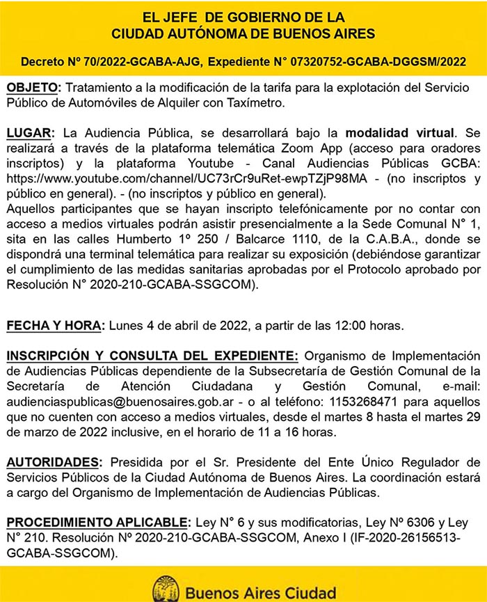 Audiencia Pública Tarifa De Taxímetros 8331